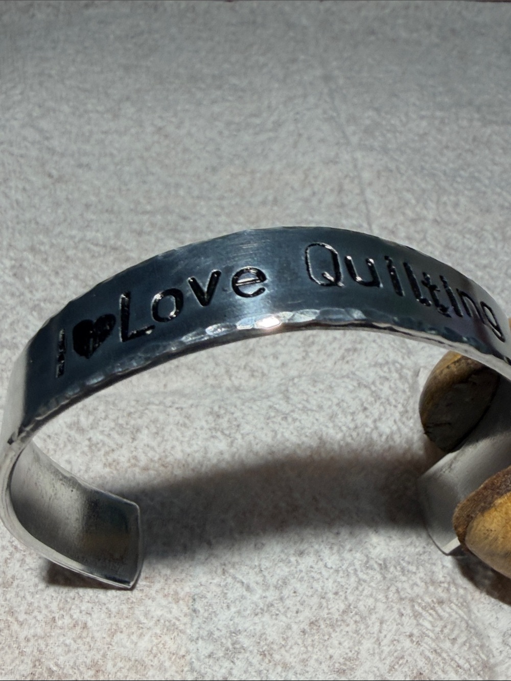 I Love Quilting Silver Tone Cuff Bracelet
